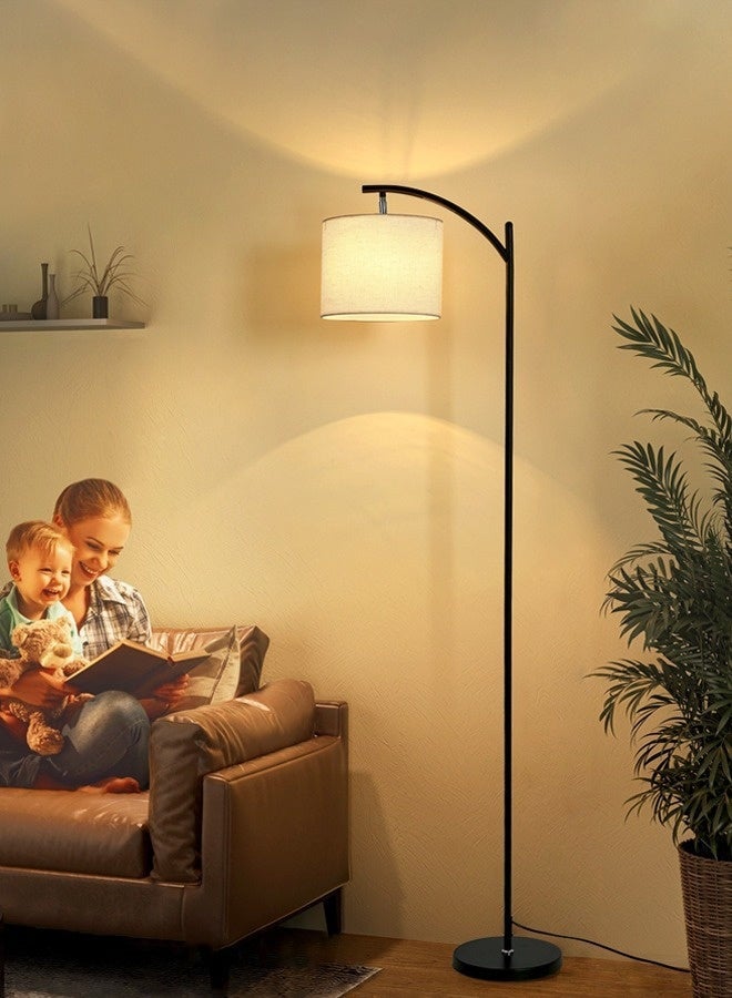 DIDA Modern Retro Warm LED Floor Lamp 3 Colors Adjustable Standing Lamp With Hanging Linen Light For Living Room Bedroom Office Soft Light Black 158 cm - Image 2