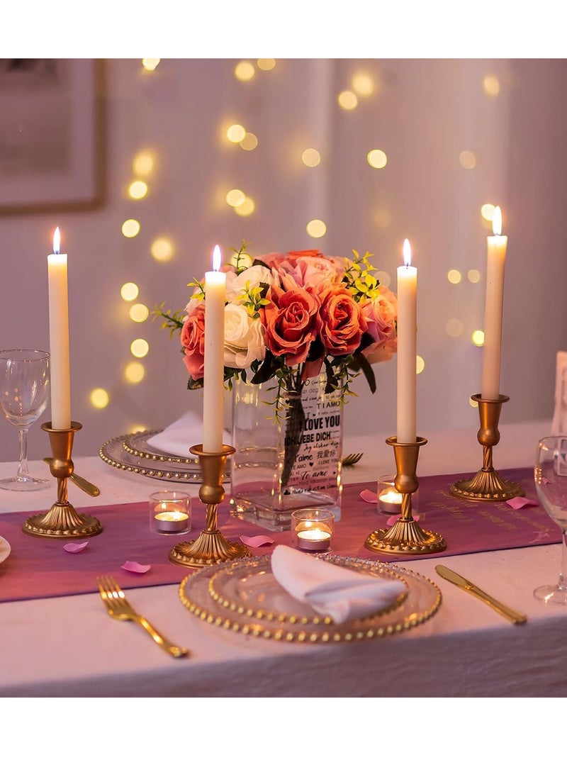 Excefore - Gold Candle Holders Brass Candlestick Holders: 2 Pcs Taper Candle Holders, Candle Holders for Candlesticks Tapered Gold Candle Holders Wedding Party Chrismas Mantel Home Decor - Image 1