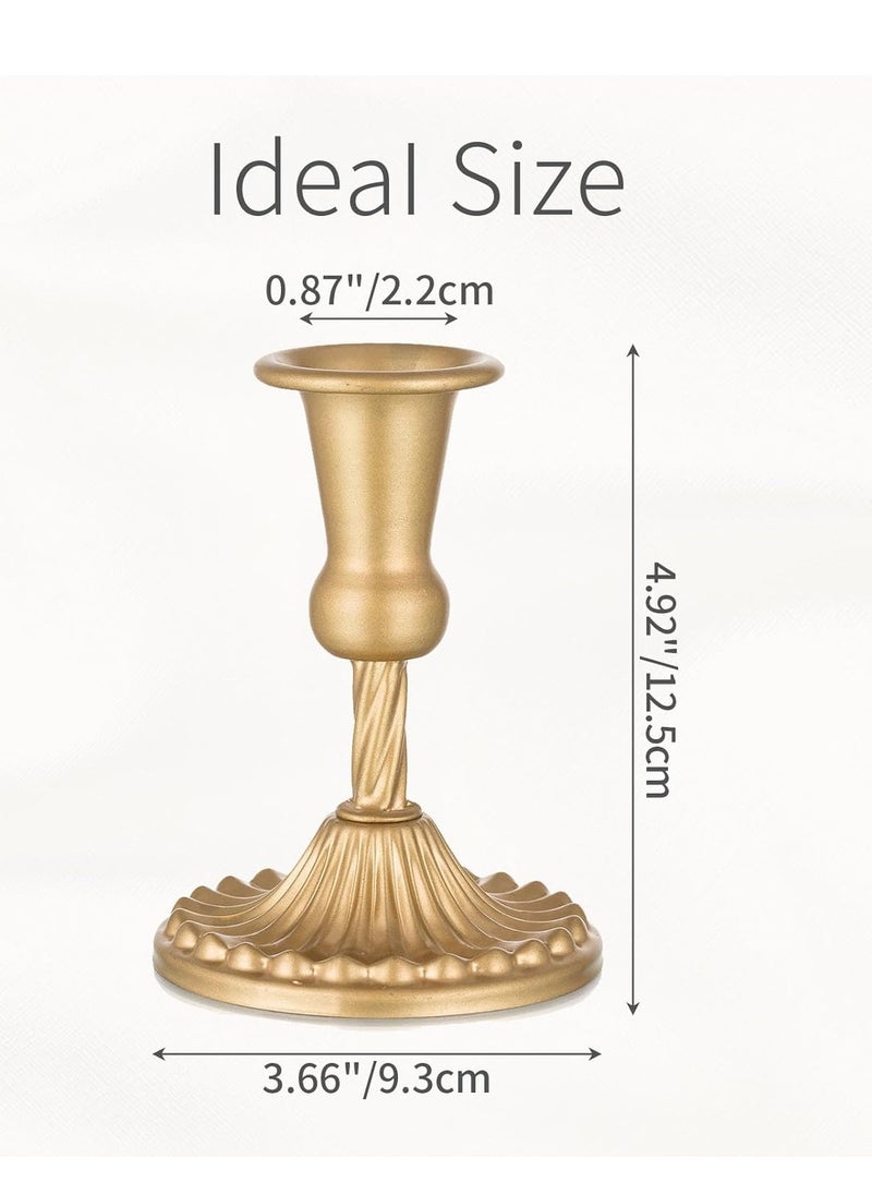 Excefore - Gold Candle Holders Brass Candlestick Holders: 2 Pcs Taper Candle Holders, Candle Holders for Candlesticks Tapered Gold Candle Holders Wedding Party Chrismas Mantel Home Decor - Image 1
