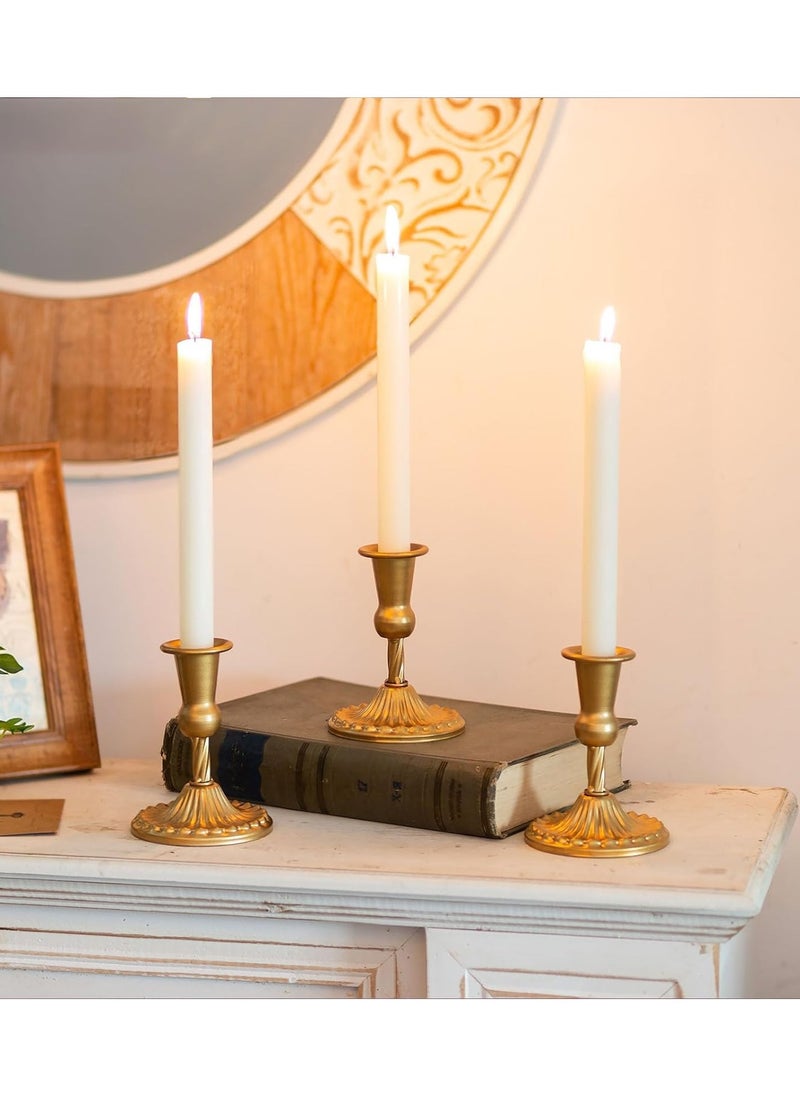Excefore - Gold Candle Holders Brass Candlestick Holders: 2 Pcs Taper Candle Holders, Candle Holders for Candlesticks Tapered Gold Candle Holders Wedding Party Chrismas Mantel Home Decor - Image 1