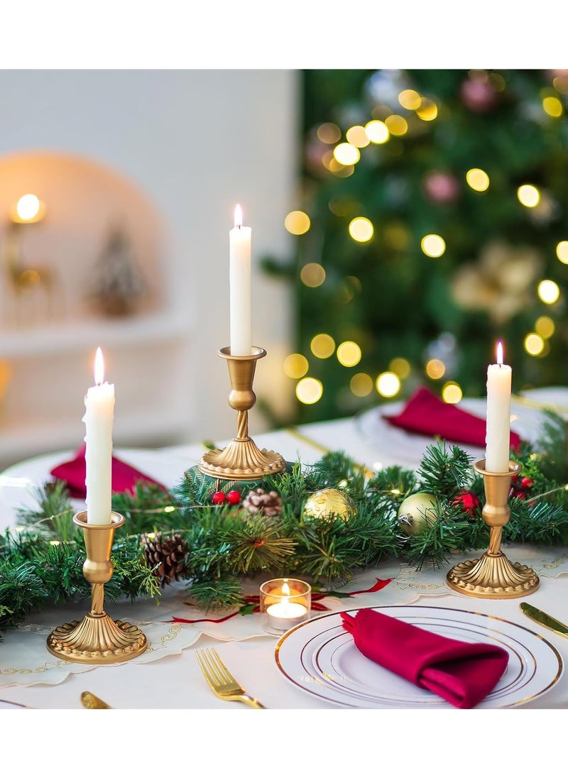 Excefore - Gold Candle Holders Brass Candlestick Holders: 2 Pcs Taper Candle Holders, Candle Holders for Candlesticks Tapered Gold Candle Holders Wedding Party Chrismas Mantel Home Decor - Image 1