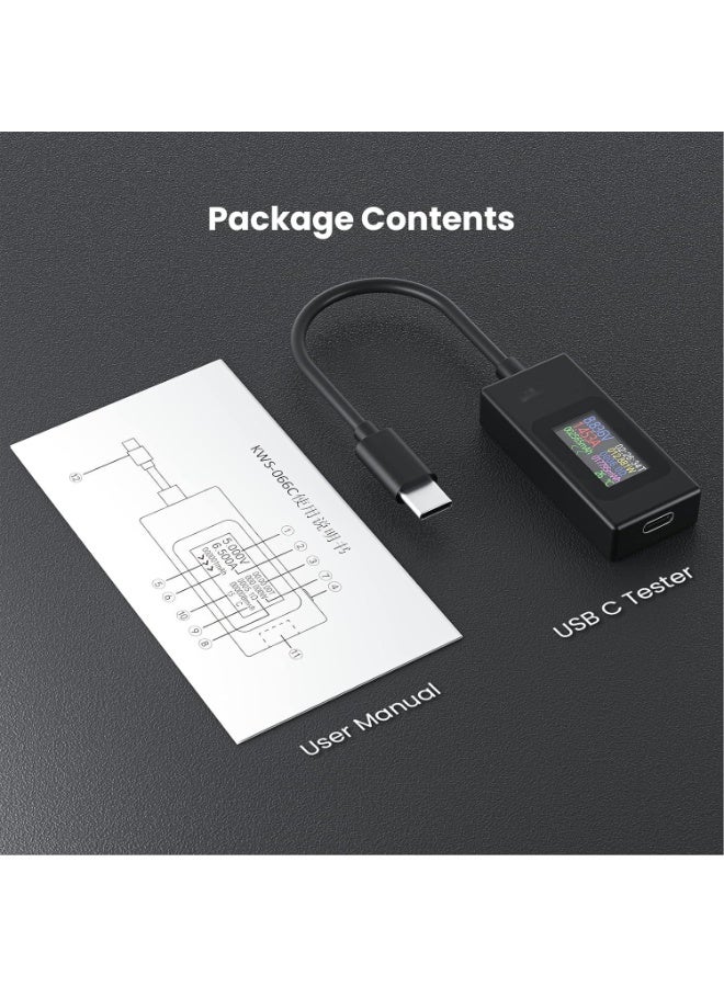 USB C اختبار مقياس الطاقة 4-30V 0-6.5A متعدد القياسات الرقمية ، نوع C الجهد ومقياس اختبار الحالي ، قدرة الطاقة ، وقت العمل أممتر فولتمتر كابل شاحن كاشف USB (الإصدار الكلاسيكي) - Image 5
