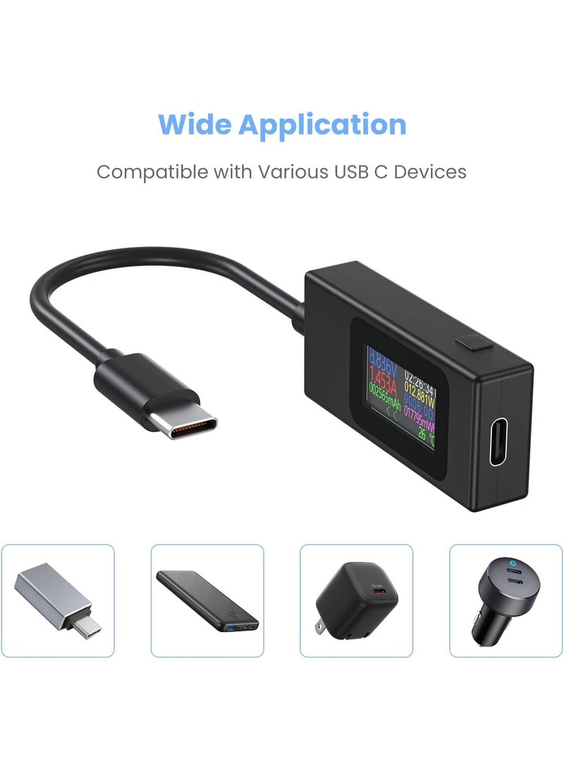 USB C اختبار مقياس الطاقة 4-30V 0-6.5A متعدد القياسات الرقمية ، نوع C الجهد ومقياس اختبار الحالي ، قدرة الطاقة ، وقت العمل أممتر فولتمتر كابل شاحن كاشف USB (الإصدار الكلاسيكي) - Image 4