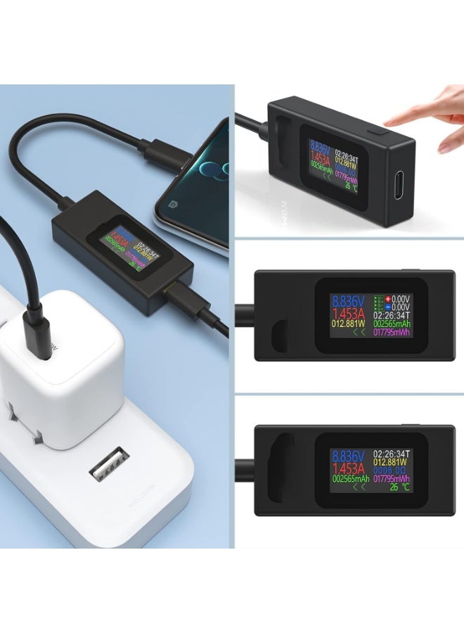 USB C اختبار مقياس الطاقة 4-30V 0-6.5A متعدد القياسات الرقمية ، نوع C الجهد ومقياس اختبار الحالي ، قدرة الطاقة ، وقت العمل أممتر فولتمتر كابل شاحن كاشف USB (الإصدار الكلاسيكي) - Image 3