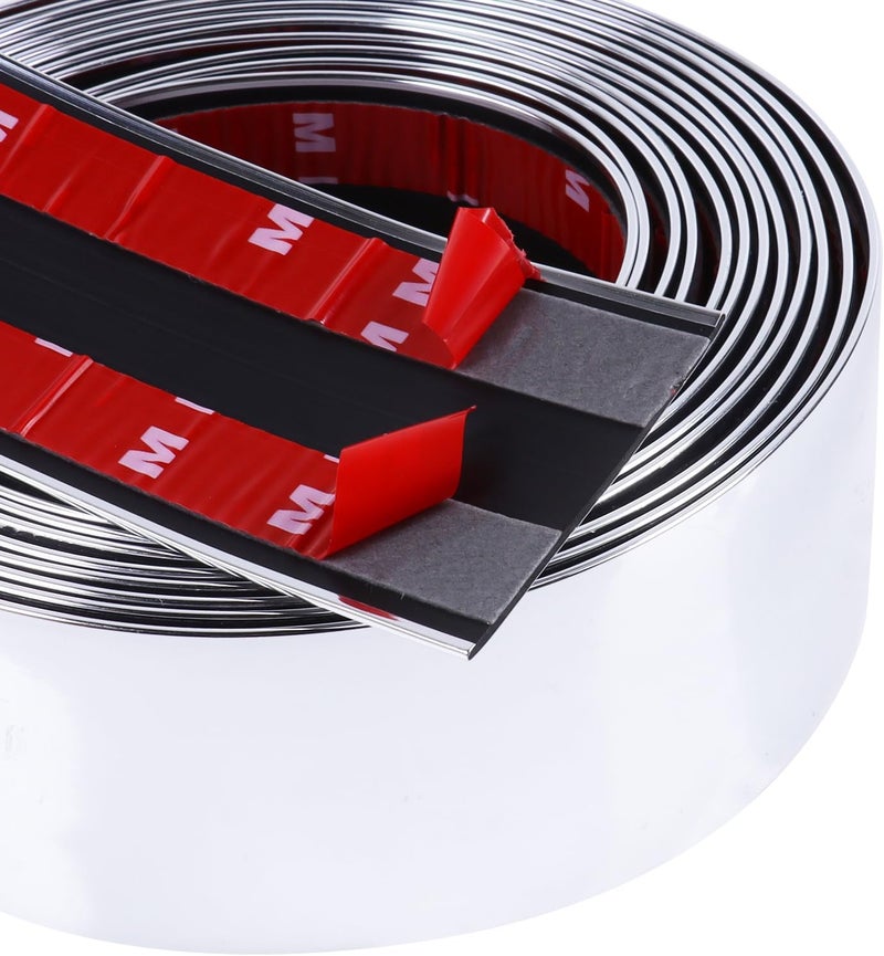 SBWLKJ 2"(50mm) Automotive Chrome Trim Molding 32FT Heavy Duty Car Side Moldings Self Adhesive UV Protected Scratch-Proof for Truck RV Boat Exterior Interior Body Door Window Bumper - Image 2
