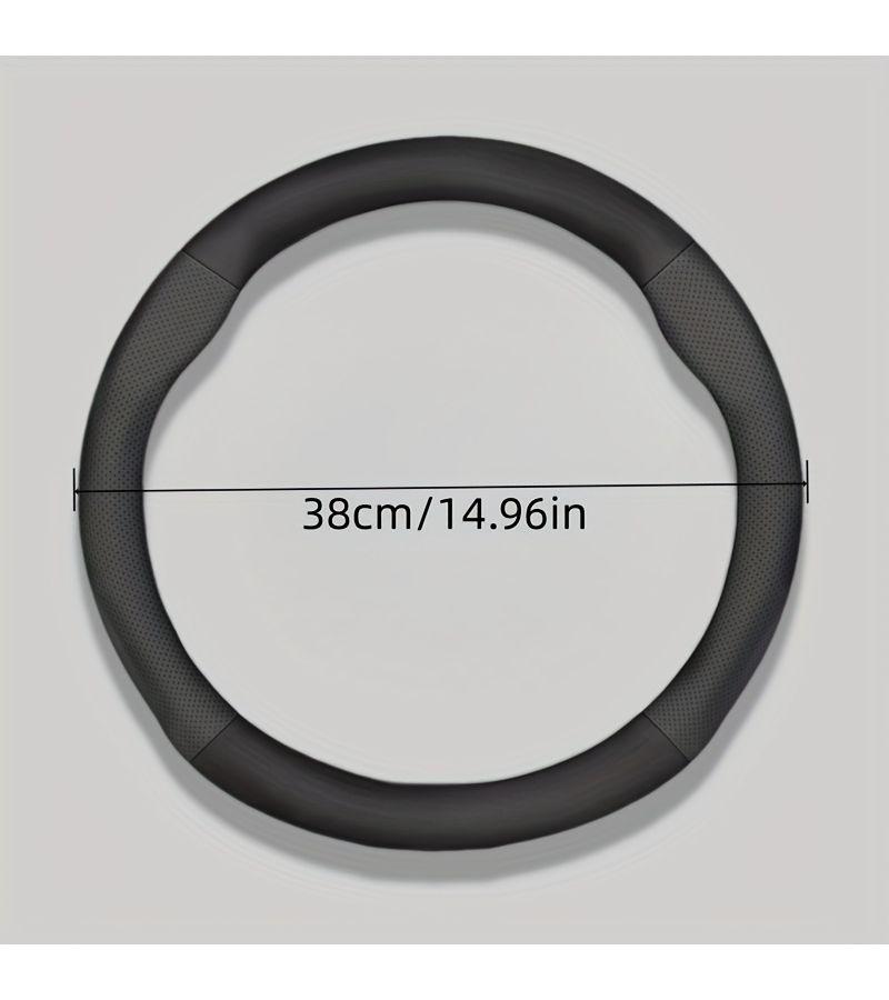 Carbon Fiber Texture Steering Wheel Cover Round Style Black Breathable Perforated Synthetic Faux Leather Fits 14.56 To 15.16 Inch Round And D Shaped Wheel Compatible With Rio Forte K3 Cerato K5 Optima Stinger K8 Seltos Sportage Sorento Telluride Mohave Borreg - Image 2