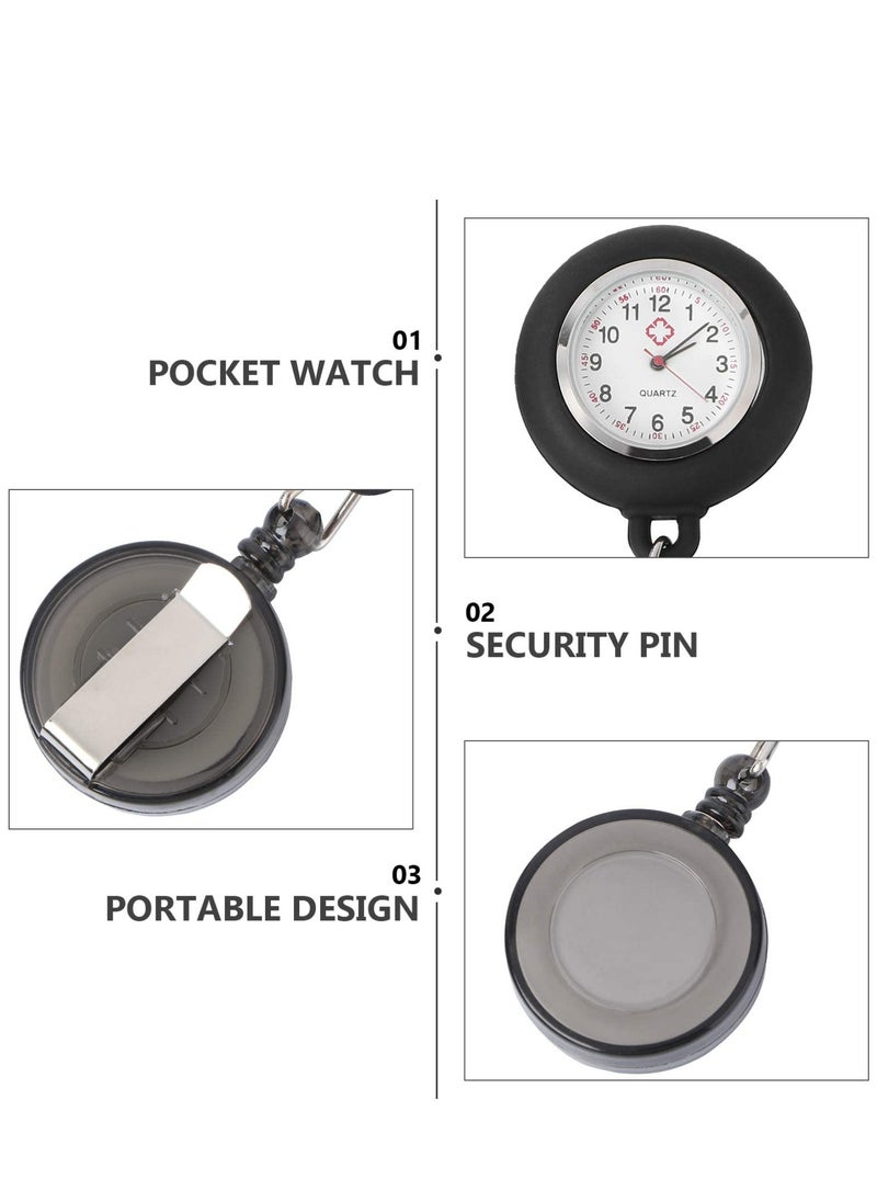 KASTWAVE - Nurse Watch Retractable Nurse Watches Clip-on Nurses Watch Silicone Fob Watches with Second Hand for Nurses Pocket Quartz Watch for Nurse Gift 3 Pcs (Black, Light Blue, White) - Image 1