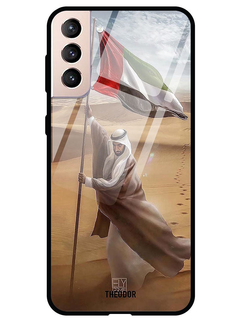 Theodor Protective Tempered Glass Case Cover Samsung Galaxy S21  Sheikh Zayed Flag Desert - Image 1