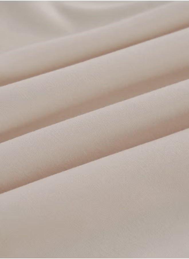 LUNA Home Single Size Fitted bed sheet 90*200+30 cm with 2 pillow covers, set of 3 pieces, plain beige.  - Image 4