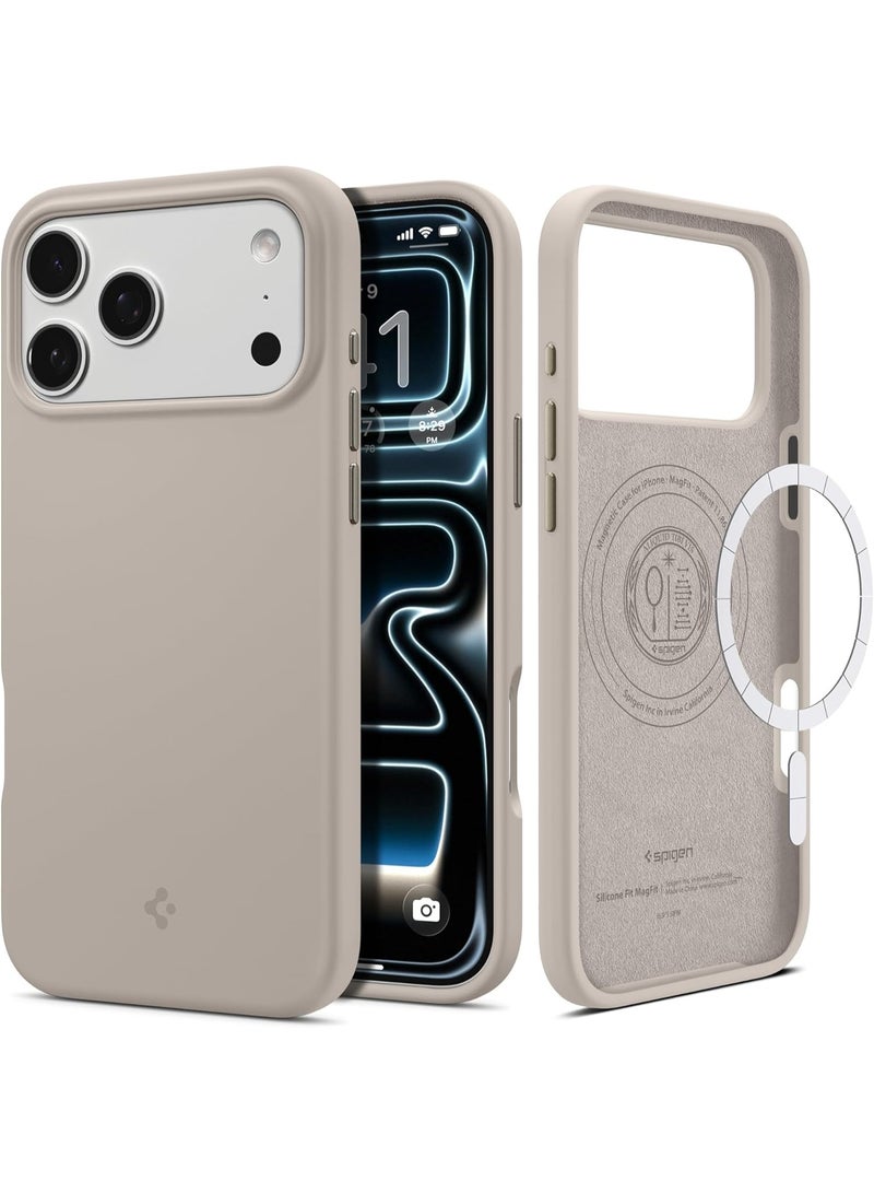 Spigen Silicone Fit MagFit for iPhone 17 Pro Max MagSafe Case Cover - Stone - Image 1
