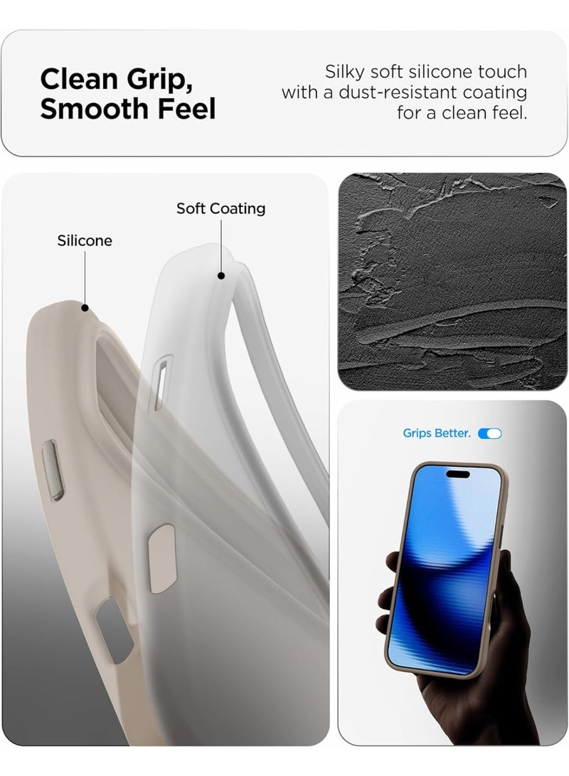 Spigen Silicone Fit MagFit for iPhone 17 Pro Max MagSafe Case Cover - Stone - Image 3