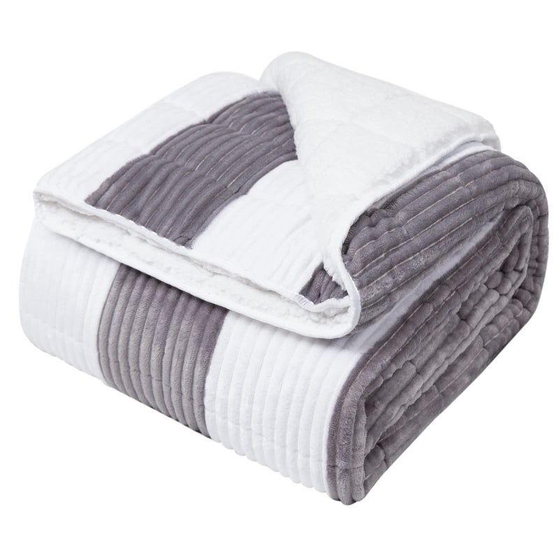 BETU Sherpa Weighted Blanket for Adults 15lbs, 48"x72", Twin Full Size Fuzzy Heavy Throw Blanket for 120-160lbs, Microfiber Soft Thick Big Blankets Weighted Comforter Breathable Gift for Sleeping, Grey - Image 1