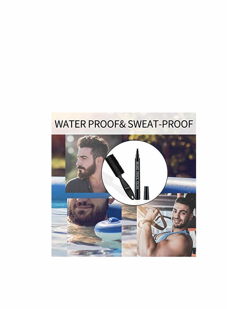 Beard Pencil Filler for Men- Water Proof Sweat Proof, Long Lasting -Beard Pen with a Micro-Fork Tip Applicator Creates Natural Looking Beard, Moustache  Eyebrows, Black - Image 4
