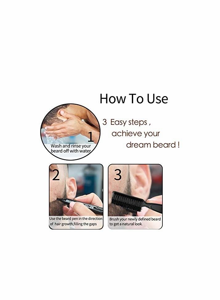 Beard Pencil Filler for Men- Water Proof Sweat Proof, Long Lasting -Beard Pen with a Micro-Fork Tip Applicator Creates Natural Looking Beard, Moustache  Eyebrows, Black - Image 5