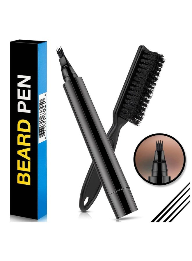 Beard Pencil Filler for Men- Water Proof Sweat Proof, Long Lasting -Beard Pen with a Micro-Fork Tip Applicator Creates Natural Looking Beard, Moustache  Eyebrows, Black - Image 1