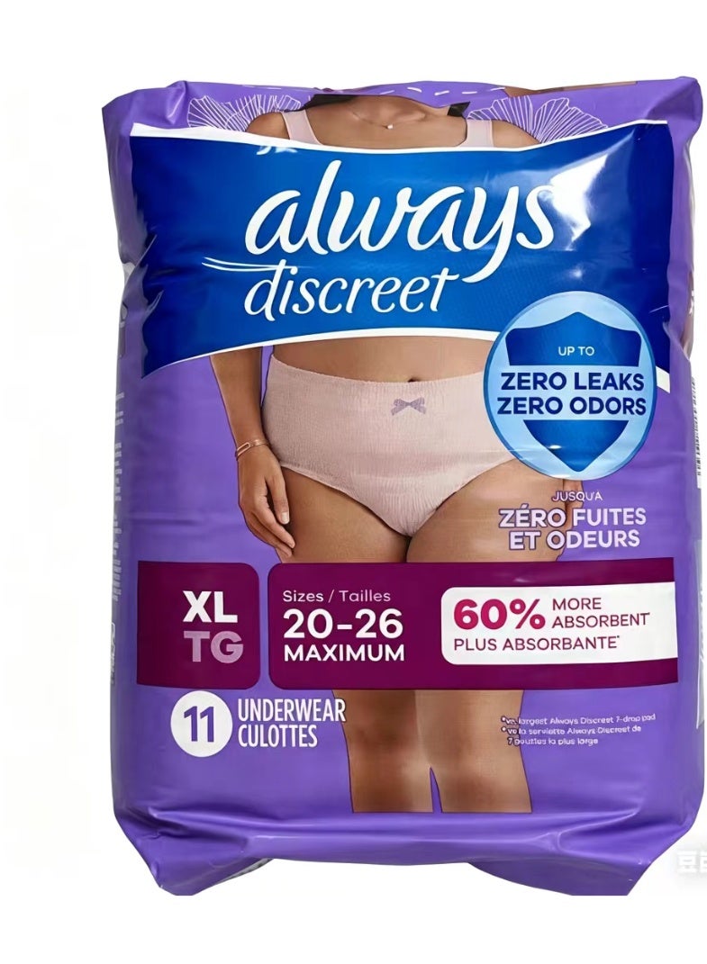 Always Discreet Adult incontinence and postpartum underwear for women, X-Large, 11 count (Pack of 2) (Packaging may vary) - Image 1