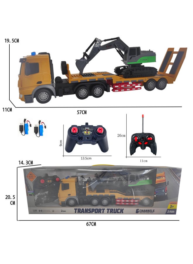 Generic Children's 6-way Remote Control Excavator Electric Transport Vehicle 4-way Forklift Rechargeable Crawler Excavator Toy Engineering Vehicle-Color:6-way (short-head Flatbed Truck + Excavator Silver) Color Box  - Image 1