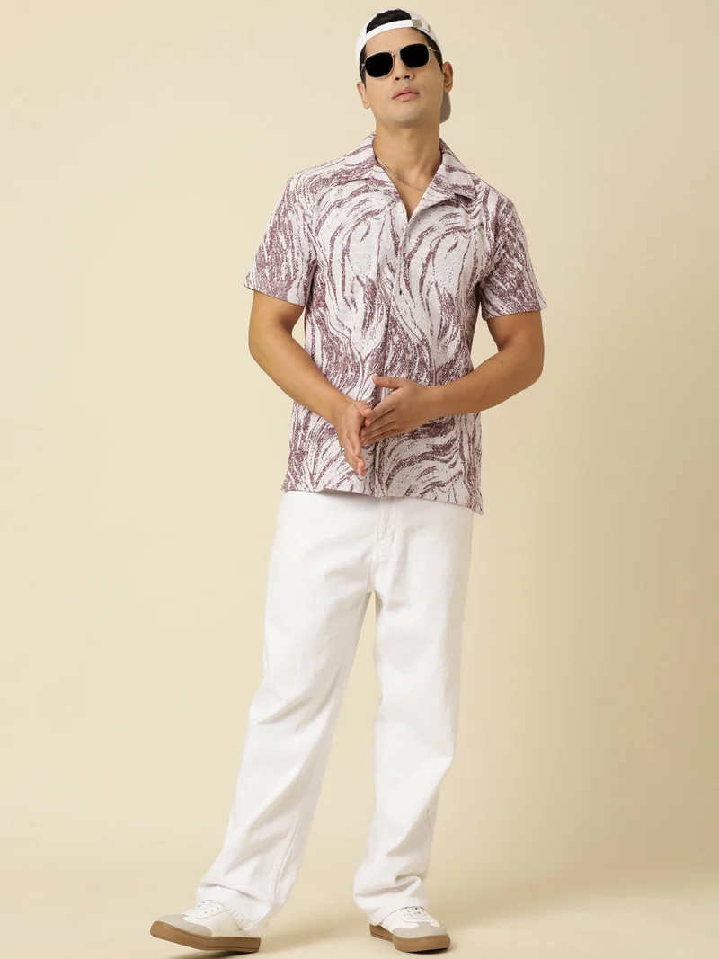 Joven Red Men Printed Casual Red Oversized Half Sleeve Shirt for Men | Best Price UAE