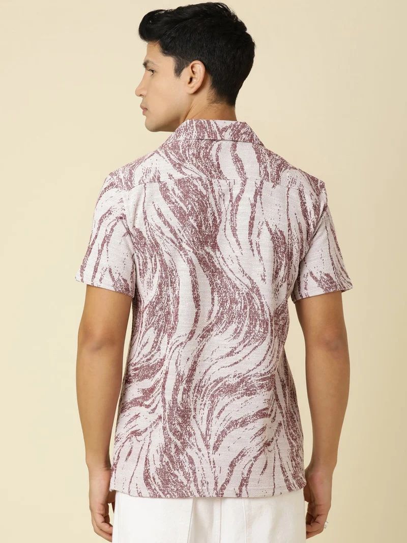 Joven Red Men Printed Casual Red Oversized Half Sleeve Shirt for Men | Best Price UAE