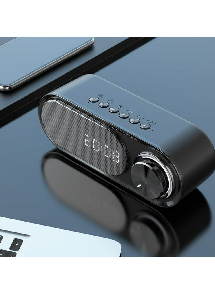 مكبر صوت بلوتوث محمول HD ستيريو سوبر باس مع منبه رقمي وشاشة LED وكابل دعم الضوء الليلي وUSB قابل لإعادة الشحن للسفر عند الباب - Image 2