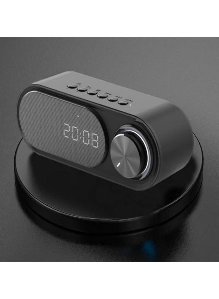 مكبر صوت بلوتوث محمول HD ستيريو سوبر باس مع منبه رقمي وشاشة LED وكابل دعم الضوء الليلي وUSB قابل لإعادة الشحن للسفر عند الباب - Image 1