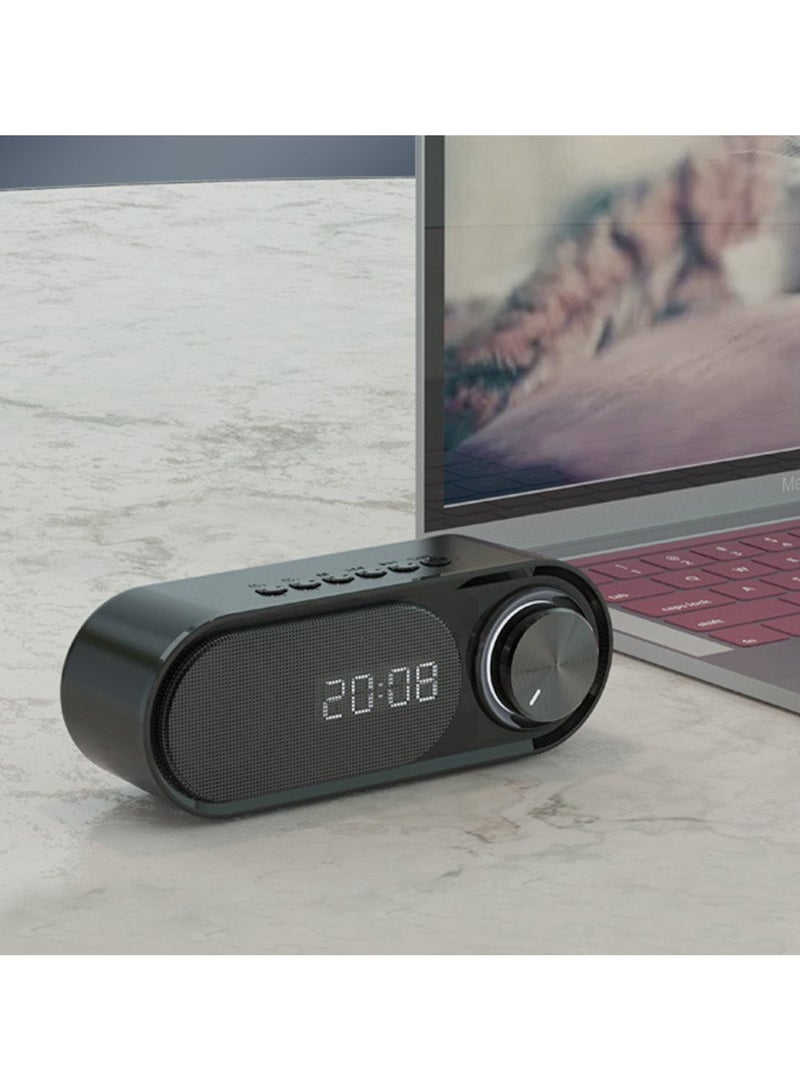 مكبر صوت بلوتوث محمول HD ستيريو سوبر باس مع منبه رقمي وشاشة LED وكابل دعم الضوء الليلي وUSB قابل لإعادة الشحن للسفر عند الباب - Image 5