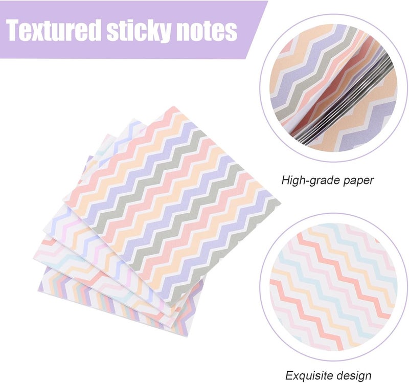Plaid Texture Self-Stick Notes 32 Pads Wave Pattern Adhesive Memo Pads for Students Office School Supplies to-do List Reminder Paper - Image 3
