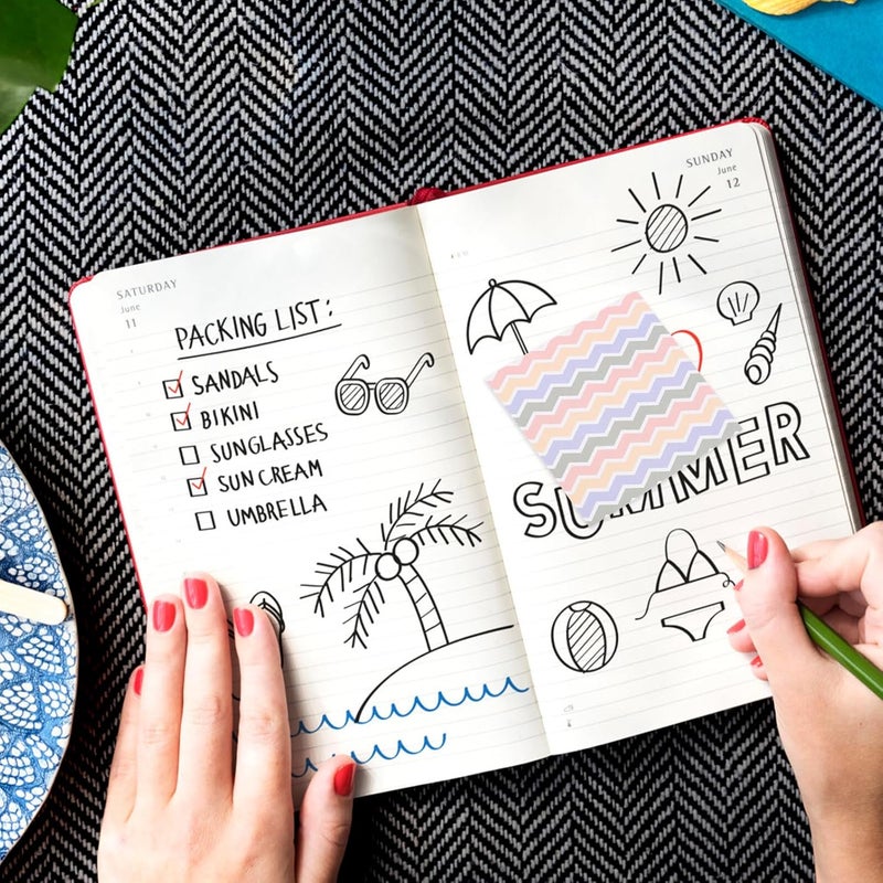 Plaid Texture Self-Stick Notes 32 Pads Wave Pattern Adhesive Memo Pads for Students Office School Supplies to-do List Reminder Paper - Image 5