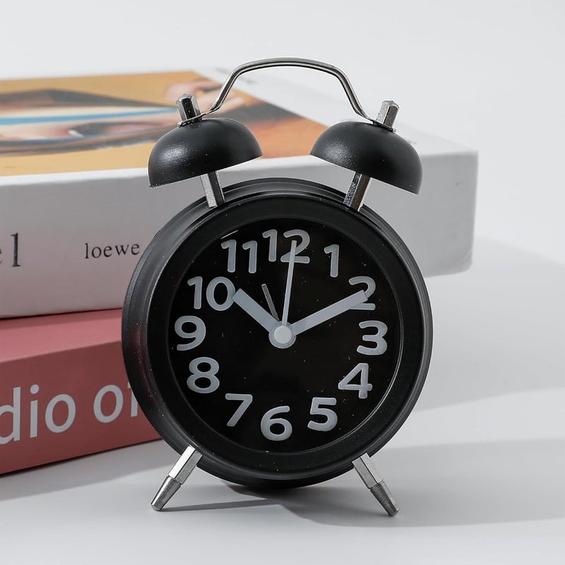 Urbane Home Urbane Home Vintage Twin Bell Timer Watch Alarm Clock for Students Heavy Sleepers Study Table Watch for Kids Bedroom and Living Room Alarm Ghadi for Early Wake Up Black 