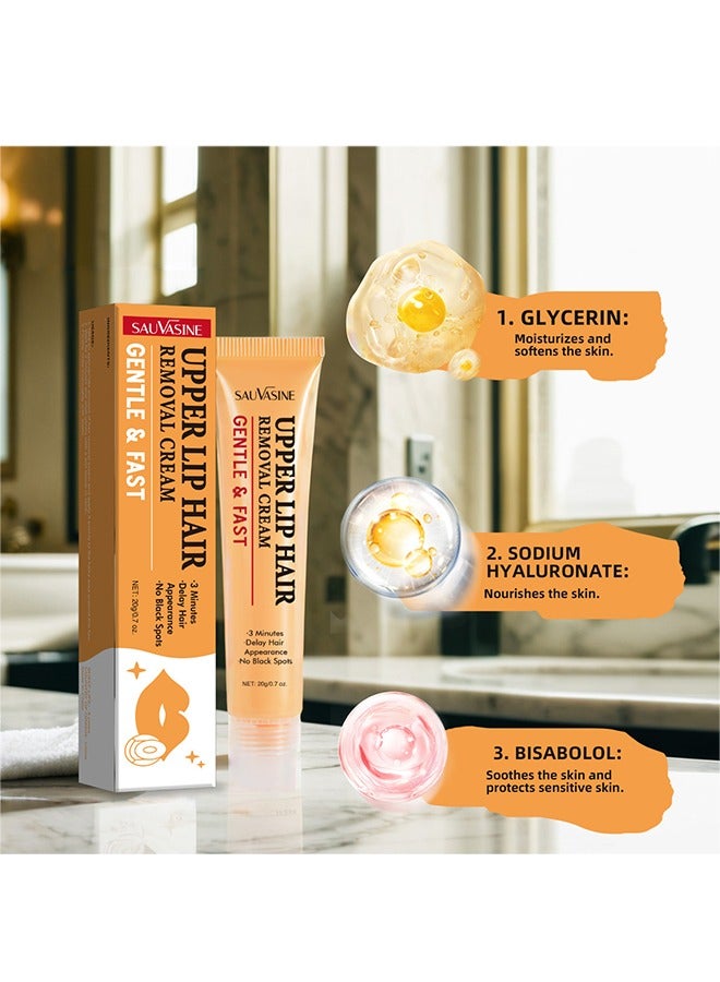 SAUVASINE Upper Lip Hair Removal Cream, Orange Facial Hair Removal Cream for Upper Lip and Chin for Women, Womens Facial Hair Remover for Sensitive Skin, Gentle and Non-irritating - Image 5