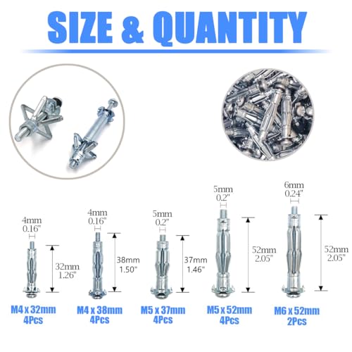 ISPINNER Wall Anchor Setting Tool with 18pcs Molly Bolt Hollow Drive Wall Anchor Screws Assortment Kit, Heavy Duty Anchor Gun for Cavity Anchor Plasterboard Fixing - Image 2