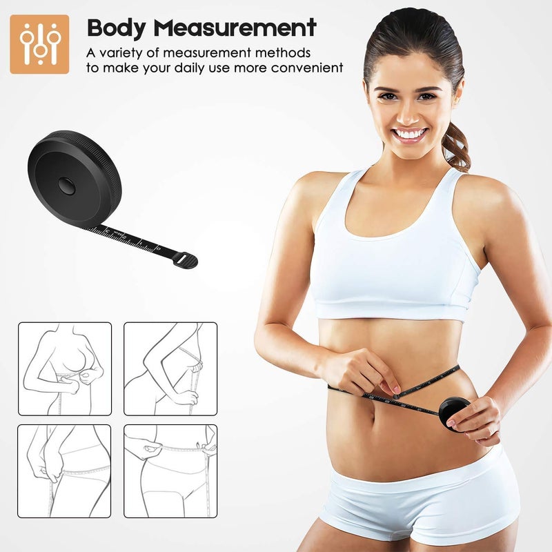 iBayam 2 Pack Tape Measure Measuring Tape Tool for Body Fabric Sewing Tailor Cloth Knitting Vinyl Home Craft Measurements, 60-Inch Soft White & Retractable Double Scales Rulers for Body Weight Loss - Image 5
