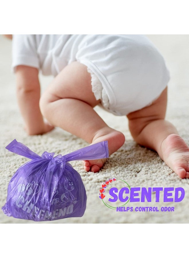 CHEFNENO Baby Diaper Bag Disposable (600 Count) Fresh Baby Powder Scented Easy Tie Handles Bulk Diaper Sacks Disposable Dog Poop Waste Bags Cat Litter Clump & Poop Bags Sanitary Pad Waste Bags (600 Bags) - Image 2