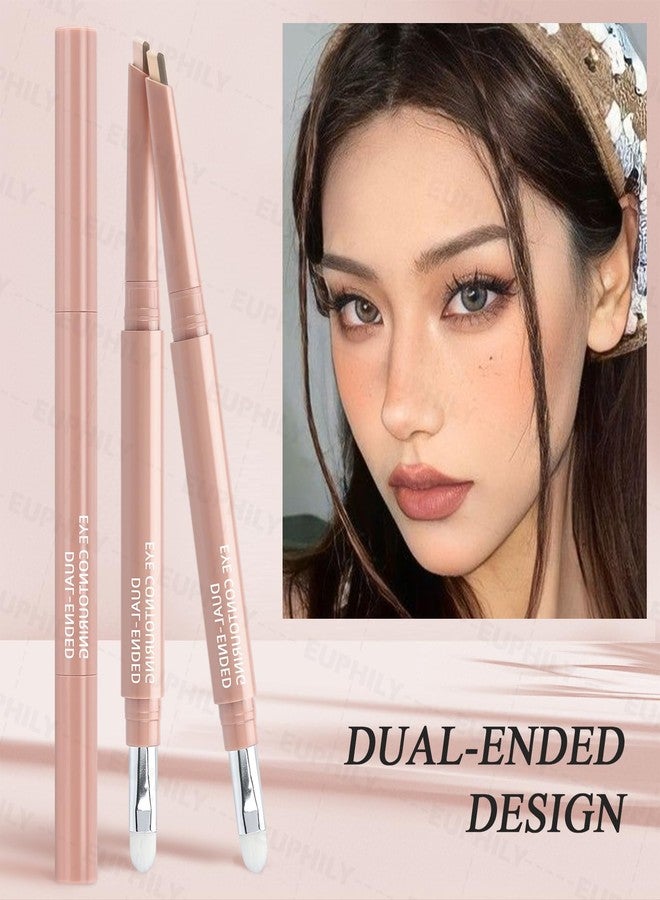 Euphily 2 PCS Waterline Eyeliner Pencil, Creamy Smooth Blendable Lying Silkworm Pencil, Under Eye Highlight & Contouring Pen with Brush, Lightweight Long-Lasting Eye Brightener Makeup 01# Beige - Image 4