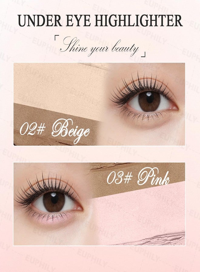 Euphily 2 PCS Waterline Eyeliner Pencil, Creamy Smooth Blendable Lying Silkworm Pencil, Under Eye Highlight & Contouring Pen with Brush, Lightweight Long-Lasting Eye Brightener Makeup 01# Beige - Image 3
