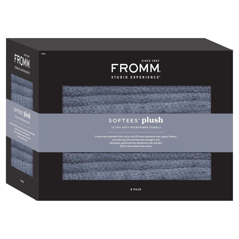 Fromm Softees Plush Microfiber Towels for Hair Salon Barber Spa Ultra Soft Hair Wrap for Drying Hair Hands Face Granite 20 x 34 Inches 6 Pack