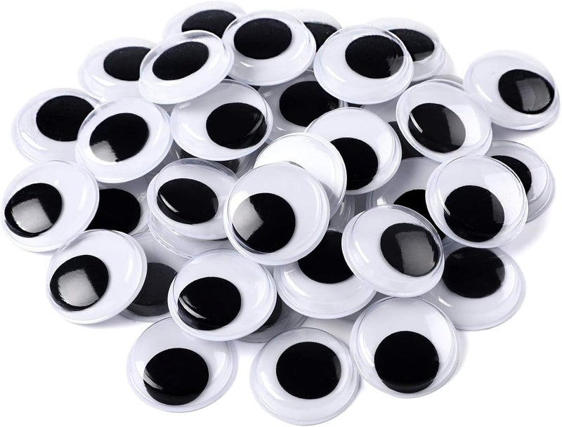 FEBSNOW 200 Pieces Wiggle Eyes Self Adhesive Black White Googly Eyes for DIY Crafts Decoration (25mm) - Image 1