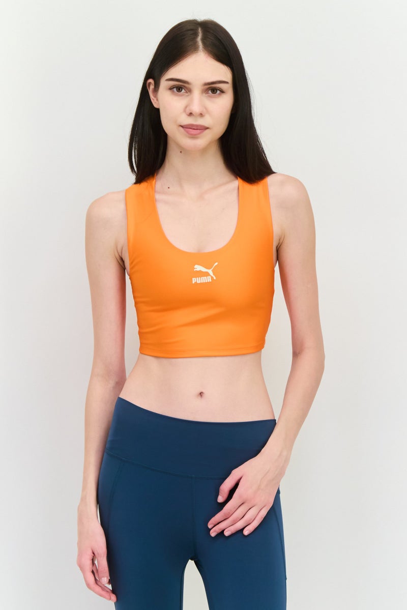 PUMA تي شيرت نسائي ضيق بدون أكمام للخارج، برتقالي - Image 1