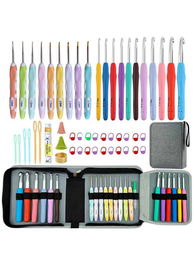 Mdoker 21 Sizes Crochet Hooks Kit with Case,Ergonomic Crochet Needles for Arthritic Hands and Crochet Accessories Complete Crochet Set for Beginners & Crochet Lovers(0.8mm-10mm) - Image 1