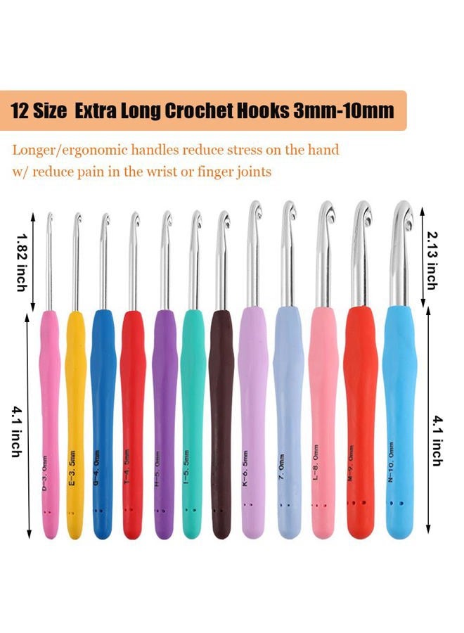 Mdoker 21 Sizes Crochet Hooks Kit with Case,Ergonomic Crochet Needles for Arthritic Hands and Crochet Accessories Complete Crochet Set for Beginners & Crochet Lovers(0.8mm-10mm) - Image 2