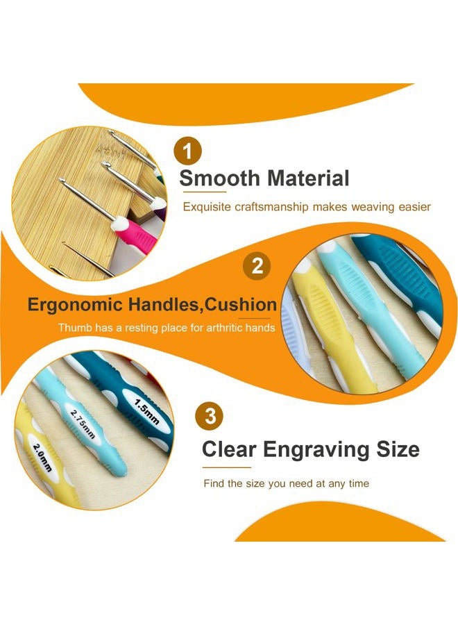 Mdoker 21 Sizes Crochet Hooks Kit with Case,Ergonomic Crochet Needles for Arthritic Hands and Crochet Accessories Complete Crochet Set for Beginners & Crochet Lovers(0.8mm-10mm) - Image 4