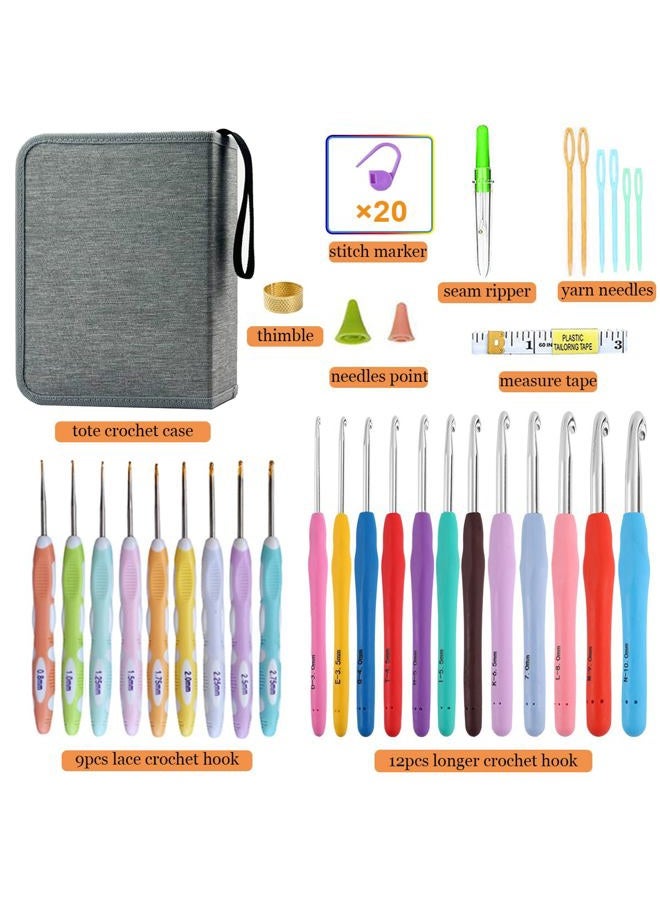 Mdoker 21 Sizes Crochet Hooks Kit with Case,Ergonomic Crochet Needles for Arthritic Hands and Crochet Accessories Complete Crochet Set for Beginners & Crochet Lovers(0.8mm-10mm) - Image 5