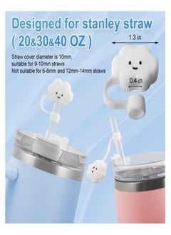 RATSAW 4Pcs Straw Covers Compatible with Stanley 40 OZ Tumbler Cups Reusable Silicone Straw Tip Toppers for 0.4 inch or10mm Straws Soft Protector Cover  - Image 2