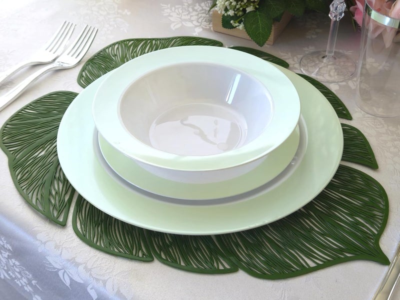 OCCASIONS FINEST PLASTIC TABLEWARE " OCCASIONS " 240 Plates Pack,(120 Guests) Heavyweight Wedding Party Disposable Plastic Plates -120x10.25'' Dinner + 120x7.5'' Salad/Dessert (Rio Collection White & Pearled Green) - Image 5