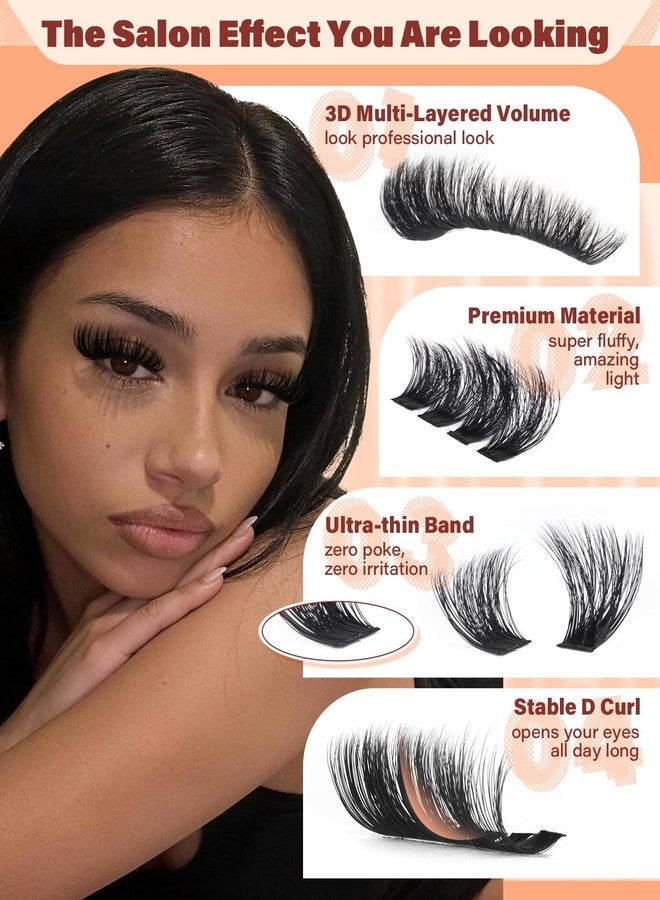 wiwoseo Fluffy Lash Clusters Kit 80D 100D 120D Thick Eyelash Clusters 12-18MM 3D Volume Cluster Eyelash Extensions Kit D Curl Wispy Lashes Cluster 192pcs DIY Lash Extensions by wiwoseo - Image 4