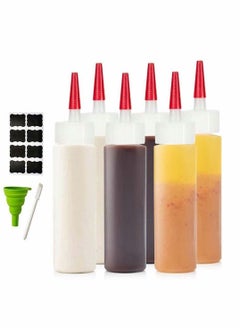 KASTWAVE 6pcs Premium Plastic Condiment Squeeze Spray Bottle, Suitable for Sauces, Paints, Oils, Condiments, Salad Dressings, Crafts Food Grade-includes Funnels, Erasable Marks and Reusable Labels  - Image 1