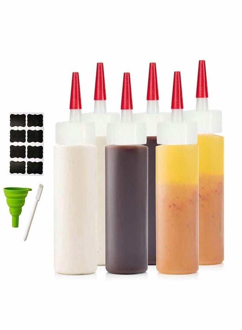 KASTWAVE 6pcs Premium Plastic Condiment Squeeze Spray Bottle, Suitable for Sauces, Paints, Oils, Condiments, Salad Dressings, Crafts Food Grade-includes Funnels, Erasable Marks and Reusable Labels - Image 1