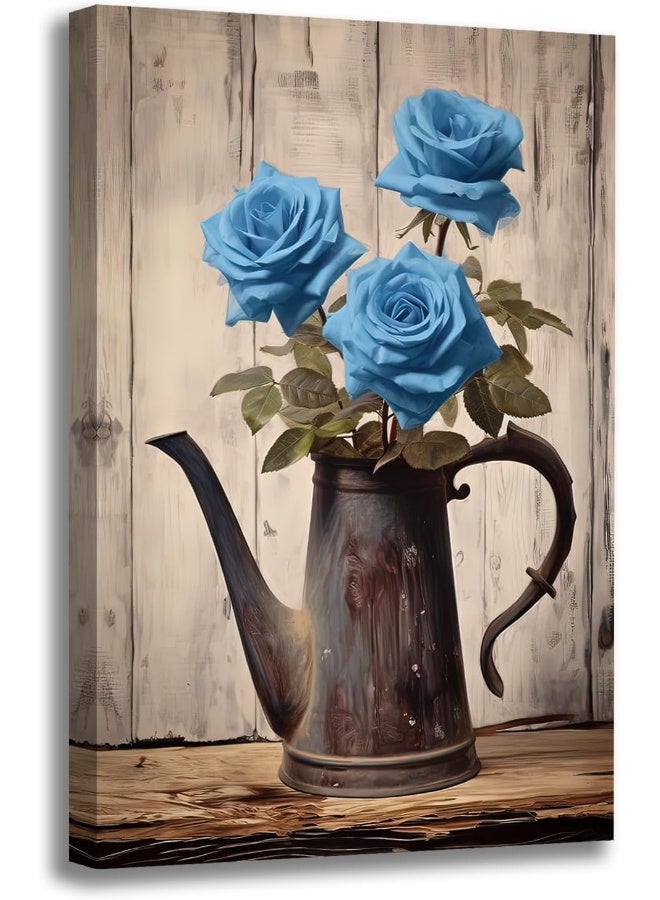 GLOKAKA Bathroom Flower Wall Art, Farmhouse Canvas Wall Decor - Image 1