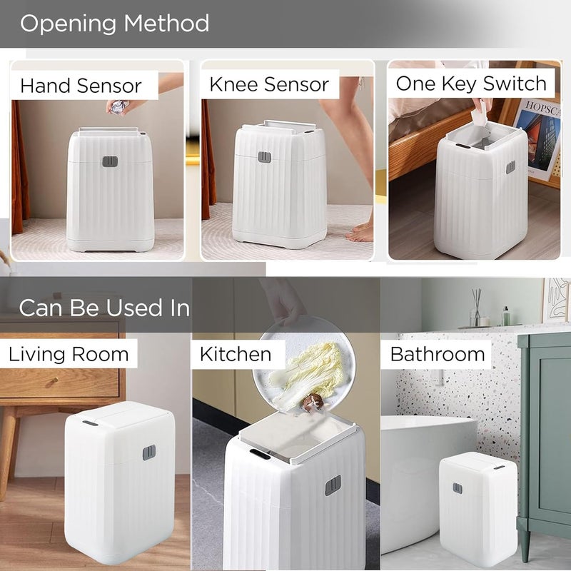 Kuber Industries 15L Plastic Automatic Touchless Motion Sensor Dustbin Quick Open Soft Close Lid Garbage Bin for Kitchen Bathroom Indoor Outdoor Trash Can - Image 4