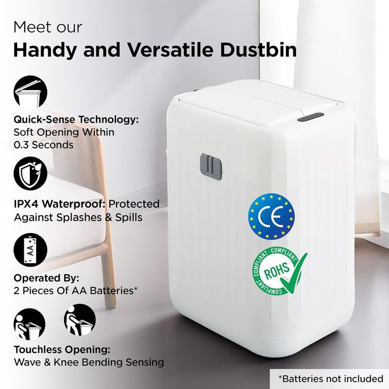 Kuber Industries 15L Plastic Automatic Touchless Motion Sensor Dustbin Quick Open Soft Close Lid Garbage Bin for Kitchen Bathroom Indoor Outdoor Trash Can - Image 2
